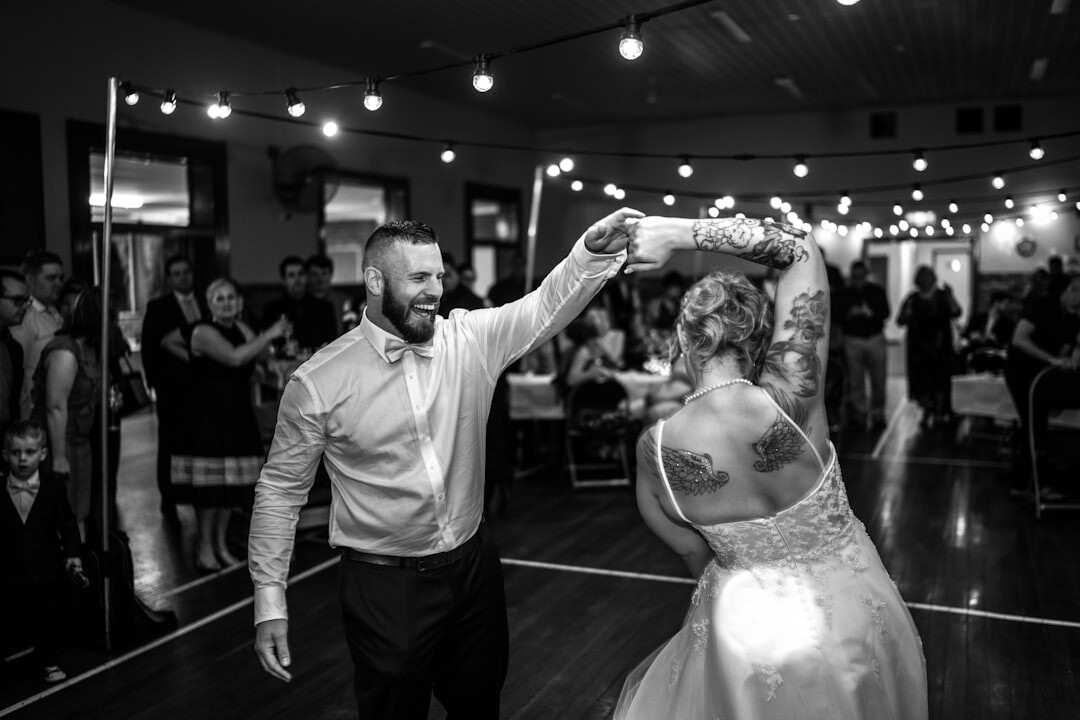 bride and groom dancing